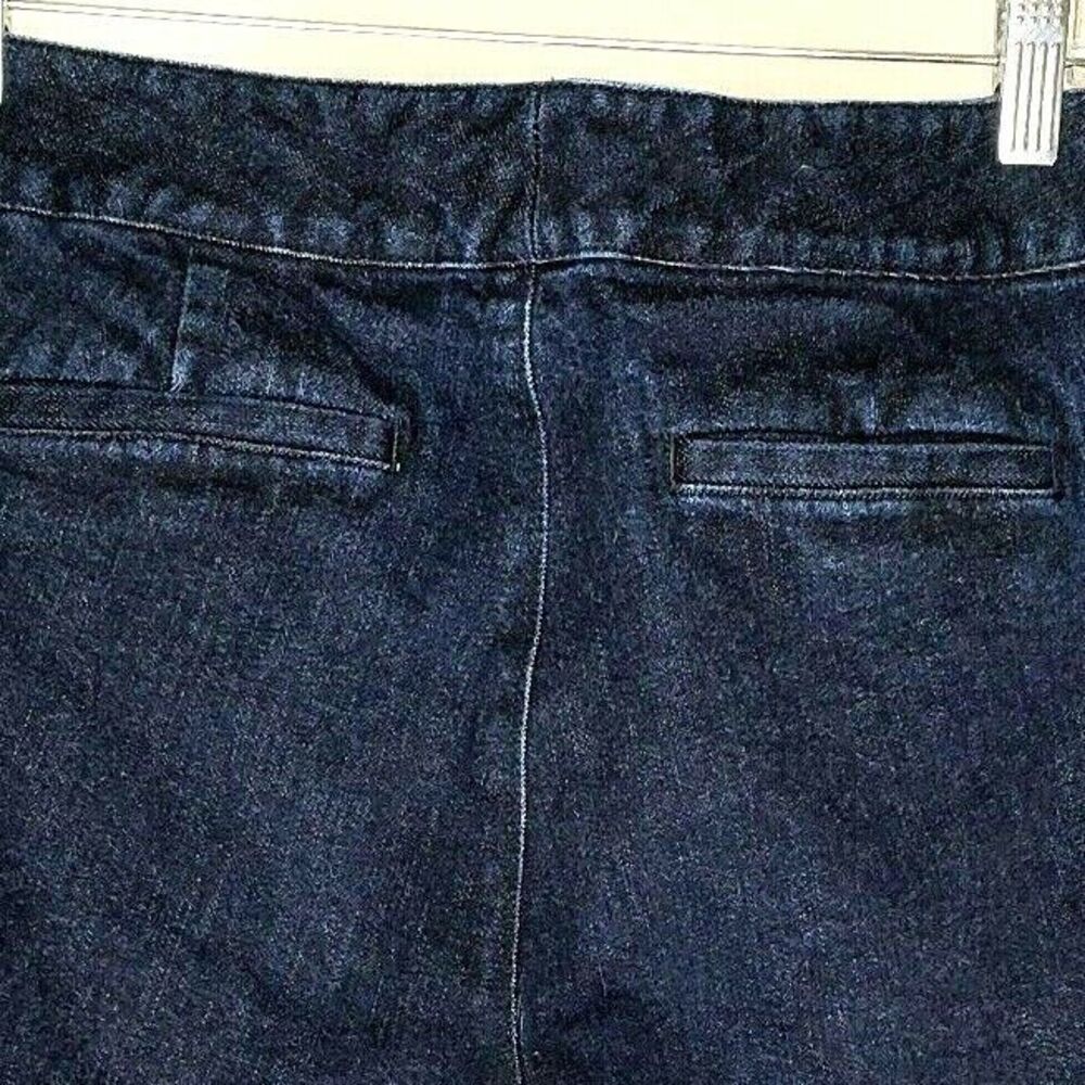 Ralph Lauren Jeans Co Women Cropped Jeans Sz 10 Dark Blue Gold Zipper Wide Hem - Picture 4 of 6